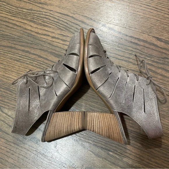 Paul Green Cosmo Leather Lace-Up Sandals Smoke Metallic size 6.5 - Picture 5 of 11